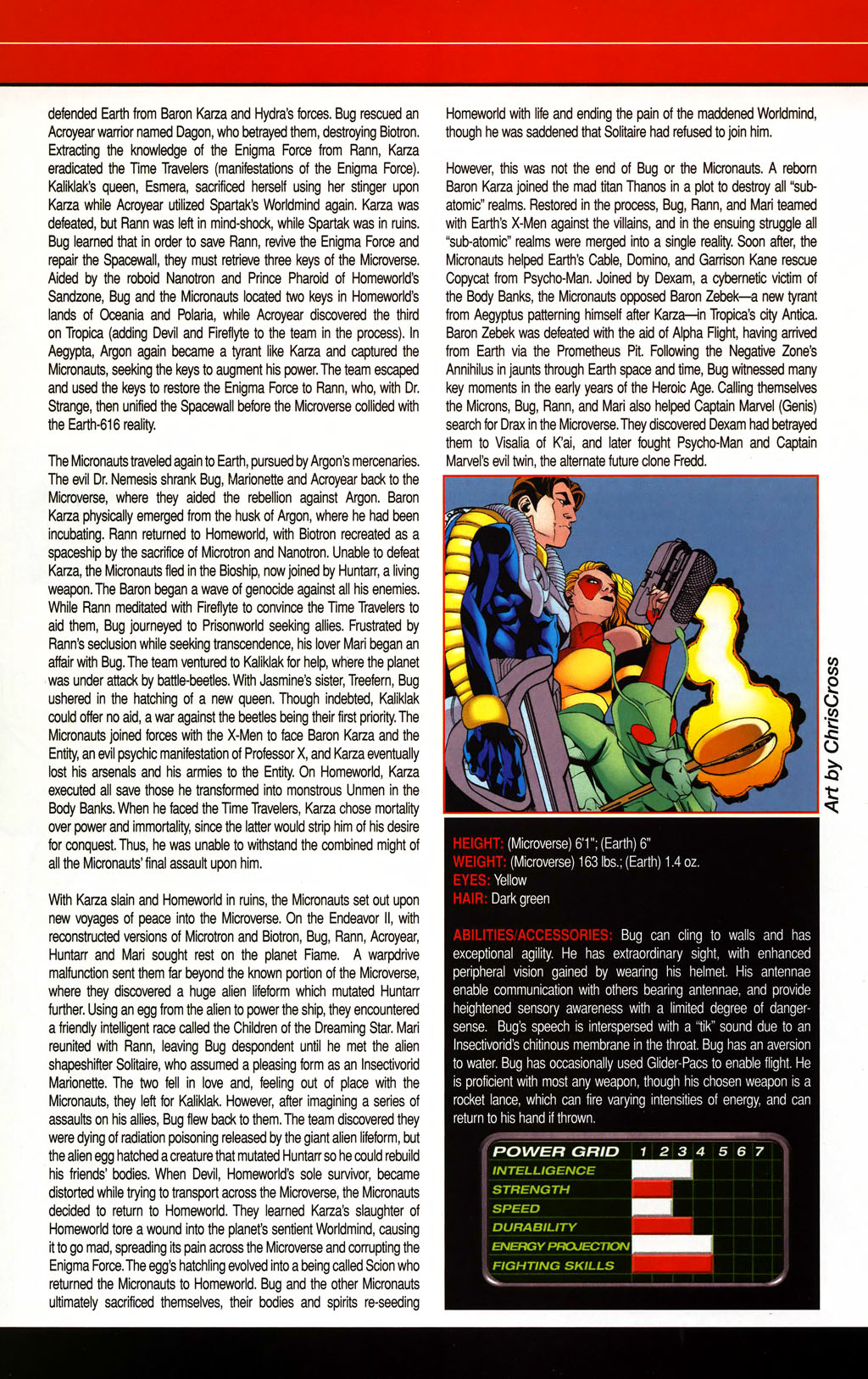 Marvel Universe biography page 2 for Bug