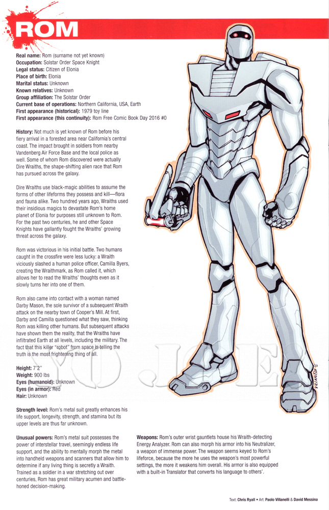 Rom biography from IDW Publishing
