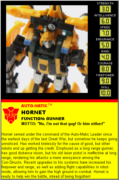 Fan-made Hornet tech spec card