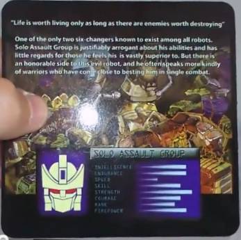 Solo Assault Group collector card