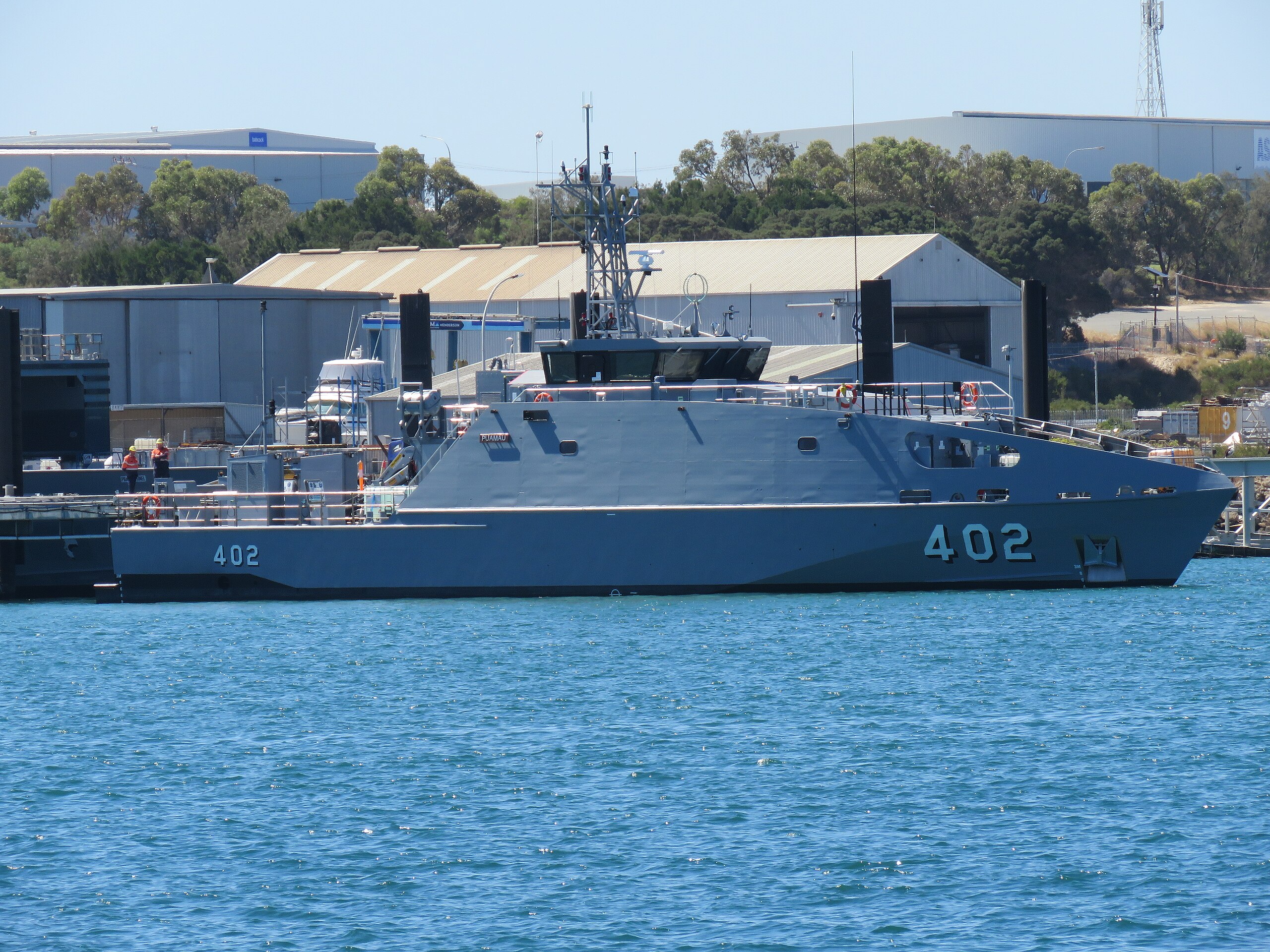 RFNS Puamau at Austal shipyards, Henderson, Western Australia, December 2023 02.jpg