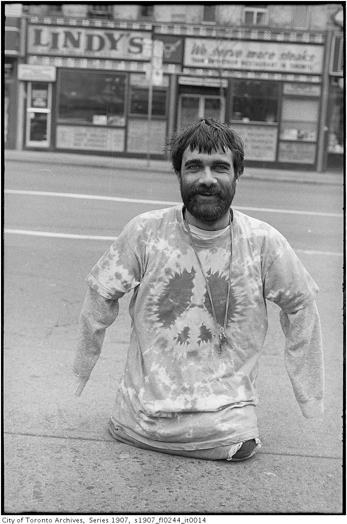 Mark Hartmaier, street performer, on Yonge Street near Gerrard Street.