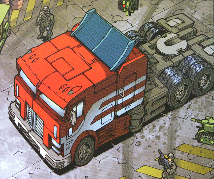 Optimus Prime in truck mode from IDW Publishing, which inspired TW-02